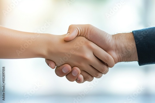 Two hands shaking in a business meeting