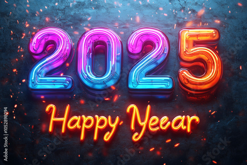 Neon 2025 New Year Celebration Sign