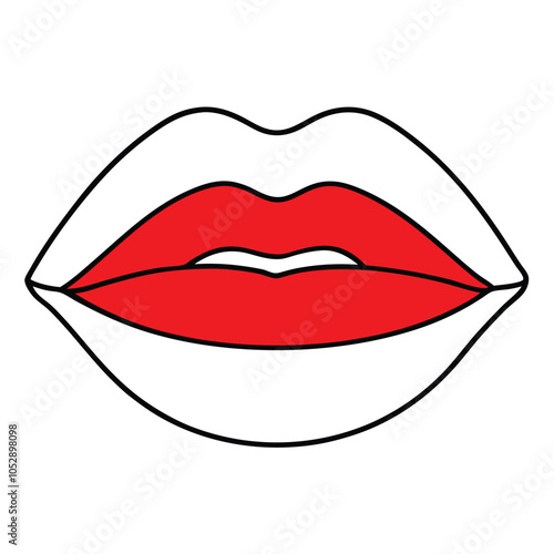 Red lips vector icon with Transparent Background Clipart.