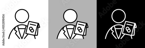 薬剤師のイラスト。シンプルな線画のベクターアイコン。