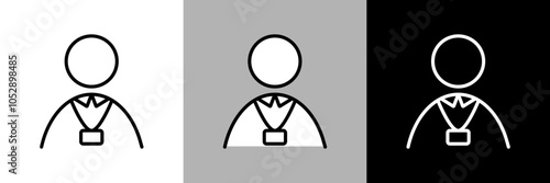 スタッフや先生のイラスト。シンプルな線画のベクターアイコン。