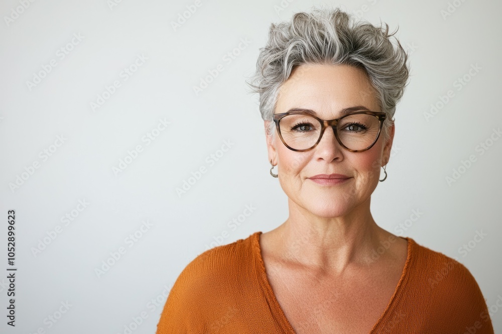 A woman with glasses and a sweater on A woman with glasses and a sweater on