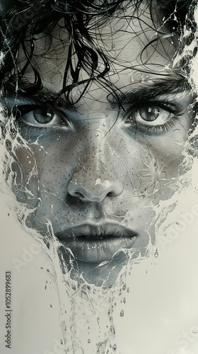 Intense Gaze: A Watery Portrait