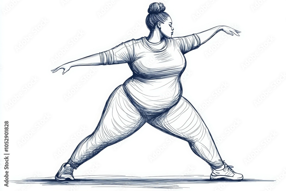 A woman is doing a yoga pose, body positivity concept A woman is doing a yoga pose, body positivity concept