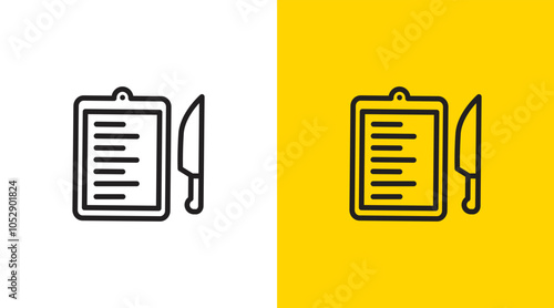 Food recipe and knife logo icon design template. simple kitchen appliances restaurant catering set icon design