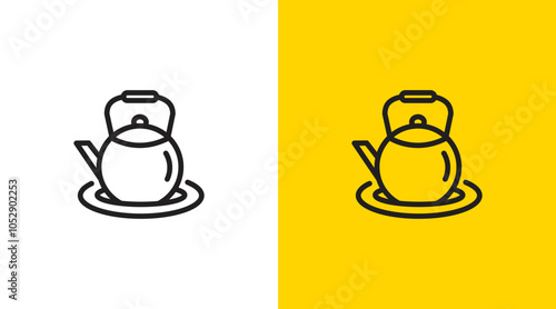 Teapot tea kettle logo icon design template. simple kitchen restaurant catering set icon design
