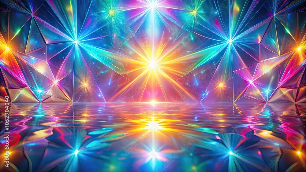 Holographic rainbow flare abstract background with geometric light reflections , holographic, rainbow, flare Holographic rainbow flare abstract background with geometric light reflections , holographic, rainbow, flare