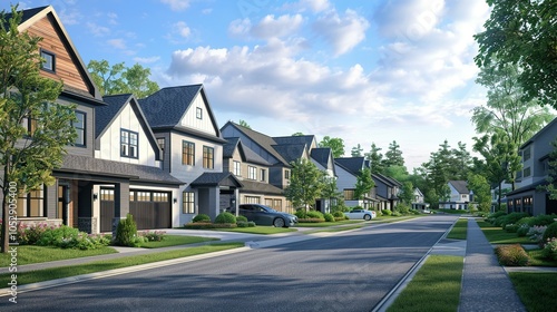 Welcoming Neighborhood: Single-Family Homes Alongside a Scenic Virginia Road with Parking Facilities
