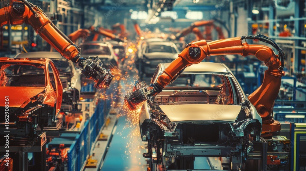 Automated Robotics in Modern Car Manufacturing Line Automated Robotics in Modern Car Manufacturing Line