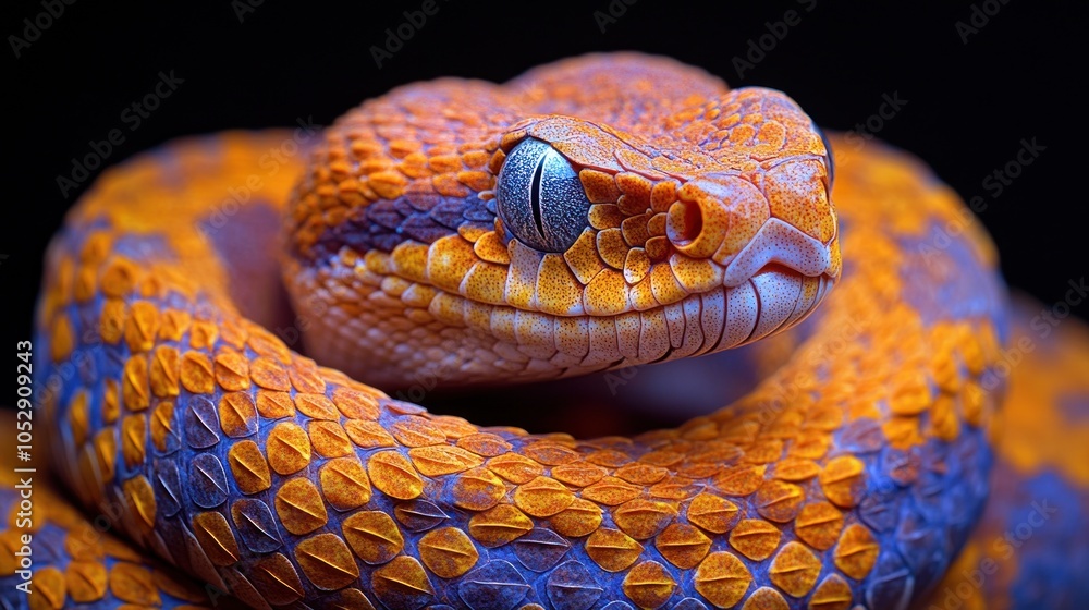 Fototapeta premium Close Up of a Viper Snake with Vibrant Colors