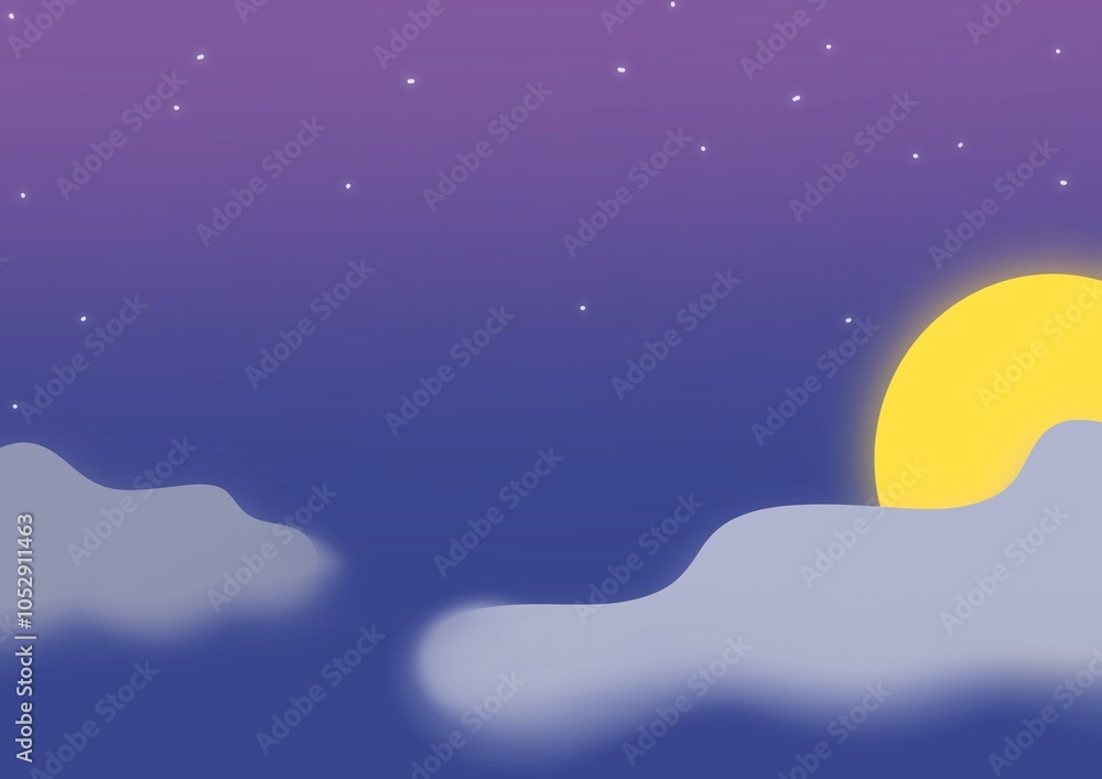 Fototapeta premium moon and stars night dreaming background