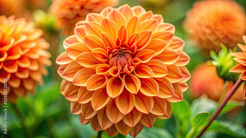 Vibrant orange dahlia in full bloom, showcasing vivid color and intricate petals, dahlia, flower, bloom, vibrant, orange