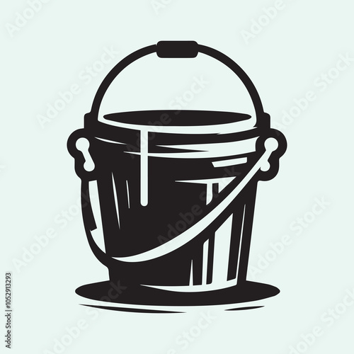 Bucket silhouette vector icon, Bucket logo vector black and white