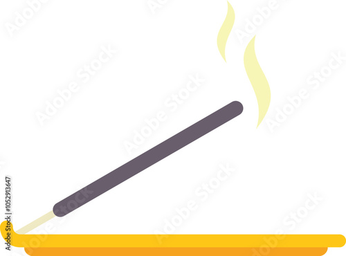 Incense stick burning and producing aromatic smoke for meditation or religious rituals