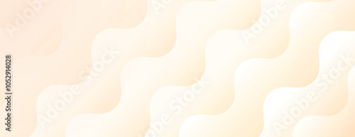 Wavy beige background with a soft, smooth texture. The beige color enhances the background's calming and elegant style. Minimal abstract gradient wavy line vector background