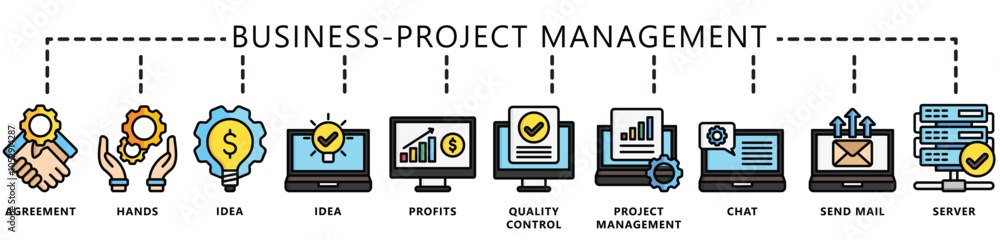Business, Project management outline color icons set. contain agreement, idea, profit, quality control, chat, mail, server, and more. Vector EPS 10. for UI or UX kit, web and app, finance, business. Business, Project management outline color icons set. contain agreement, idea, profit, quality control, chat, mail, server, and more. Vector EPS 10. for UI or UX kit, web and app, finance, business.