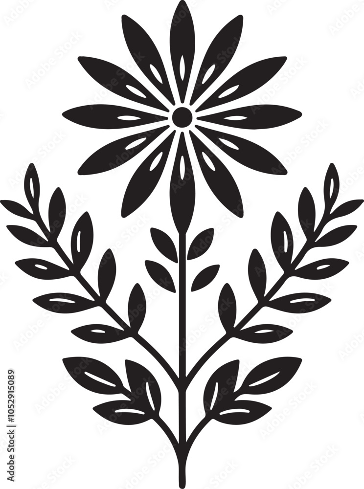 Simple Flower Design silhouette vector style with white background Simple Flower Design silhouette vector style with white background