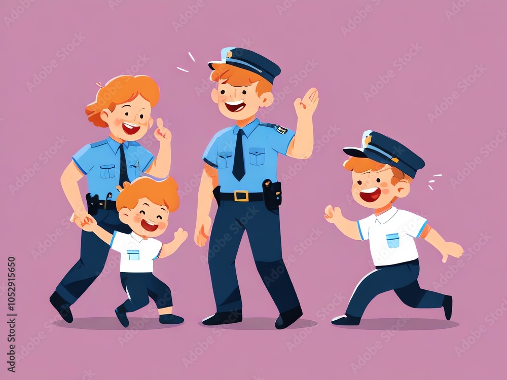 Cartoon Police Family