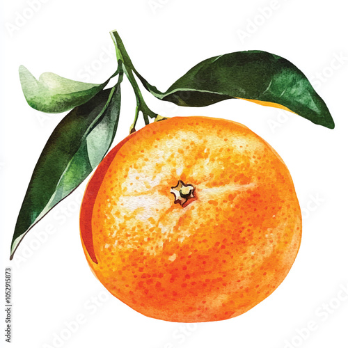 Tangerine fruit watercolor clipart illustration