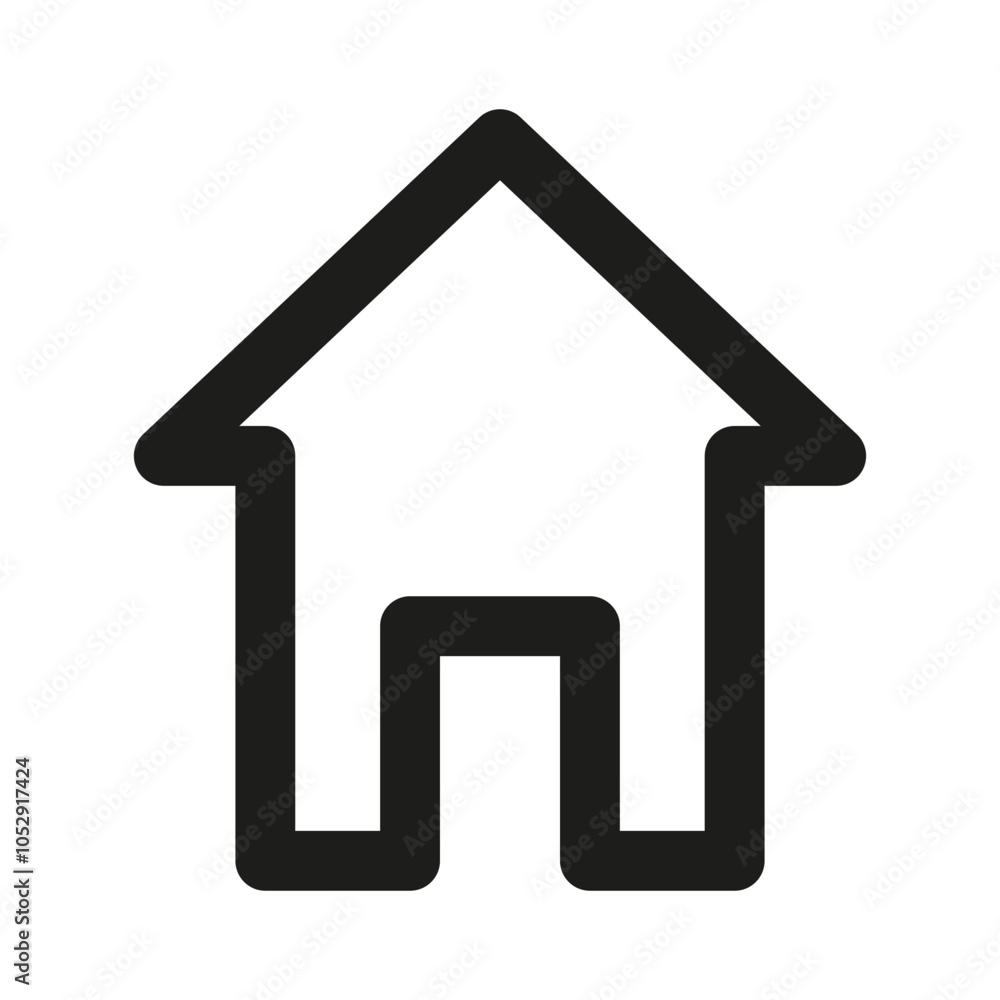 Home icon illustration. Bold house symbol. Minimal house outline. Vector property sign. Home icon illustration. Bold house symbol. Minimal house outline. Vector property sign.