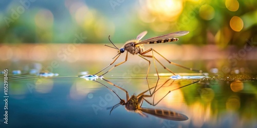 Wallpaper Mural Close-up of a mosquito hovering above water surface, mosquito, insect, water, hatch, sting, bloodsucker, close-up, nature Torontodigital.ca