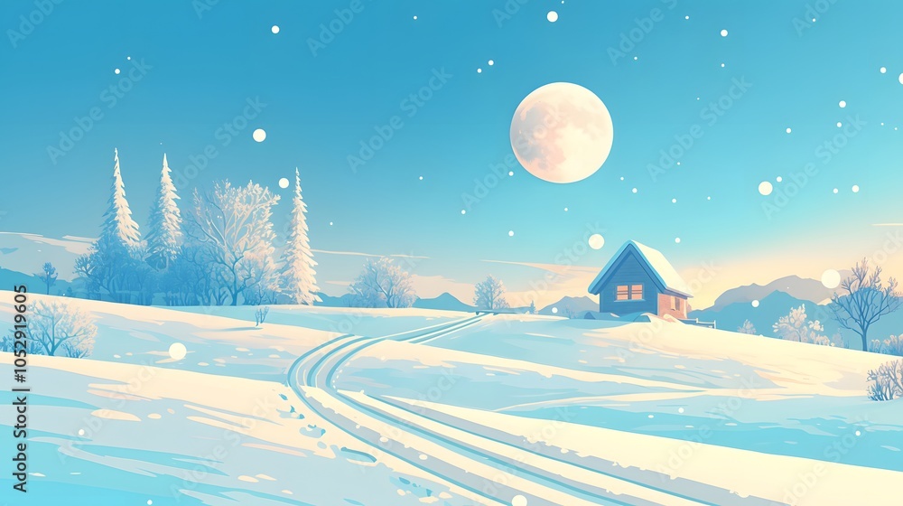 Naklejka premium christmas landscape