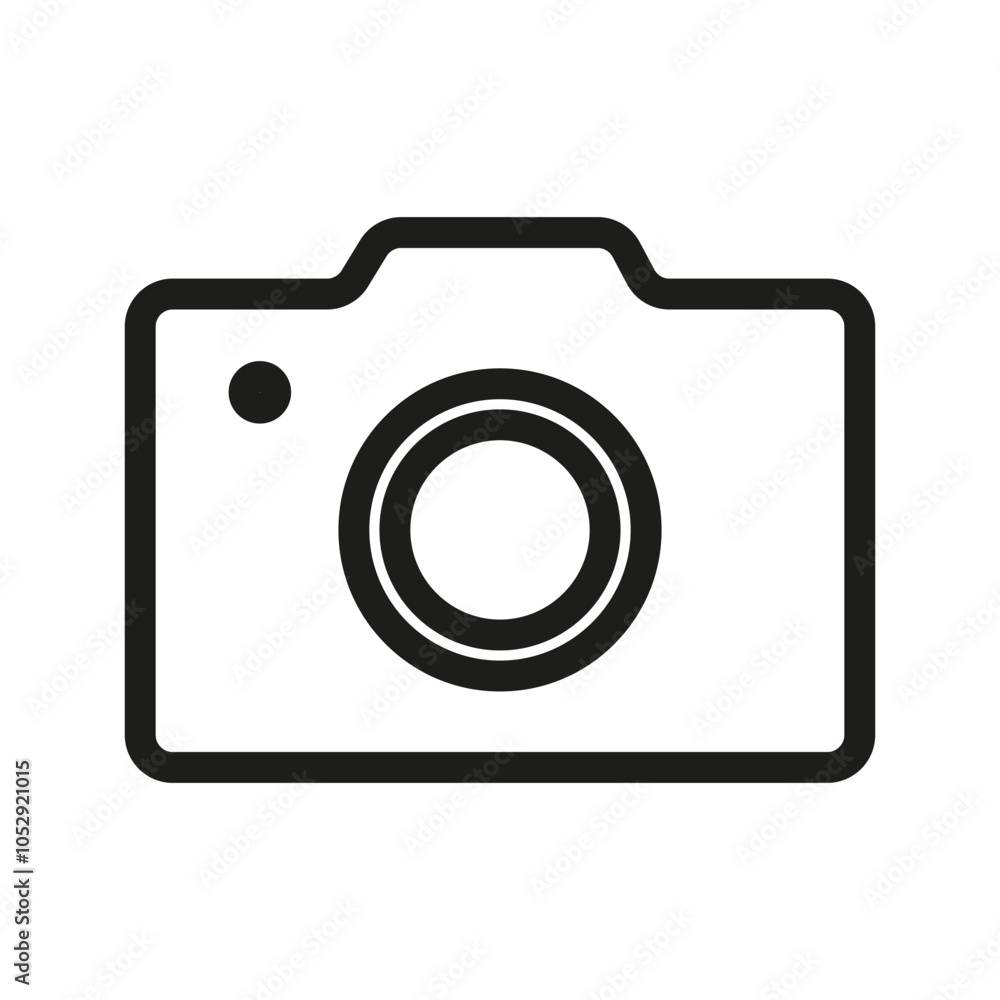 Camera icon. Photography symbol. Simple camera outline. Vector graphic. Camera icon. Photography symbol. Simple camera outline. Vector graphic.