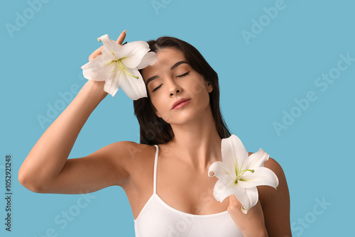 Beautiful woman with white ...