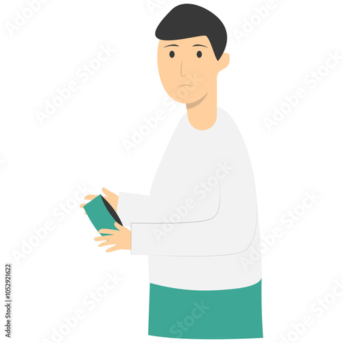 People Holding Empty Wallet Illustration in Cartoon Design. Financial Problem. Vector Character Design.