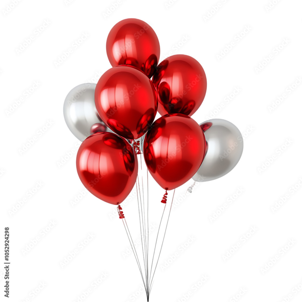 A bunch of red and silver balloons, floating in the air. A bunch of red and silver balloons, floating in the air.