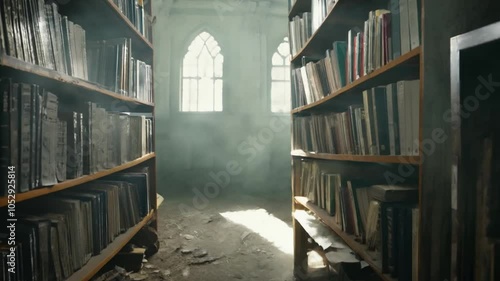 Wallpaper Mural Whispers of the Past: The Forgotten Library in Ruins Torontodigital.ca