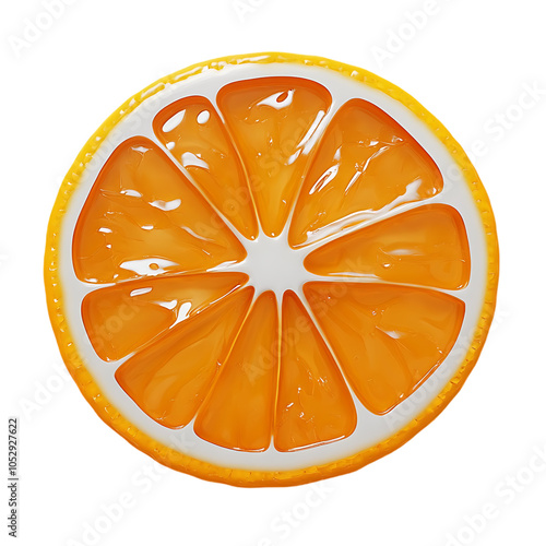 A close-up shot of a juicy orange slice, showcasing its vibrant color, segmented flesh, and a hint of white pith. photo