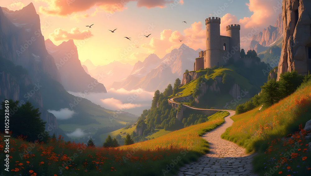 Obraz premium A Path to Majesty in the Golden Hour