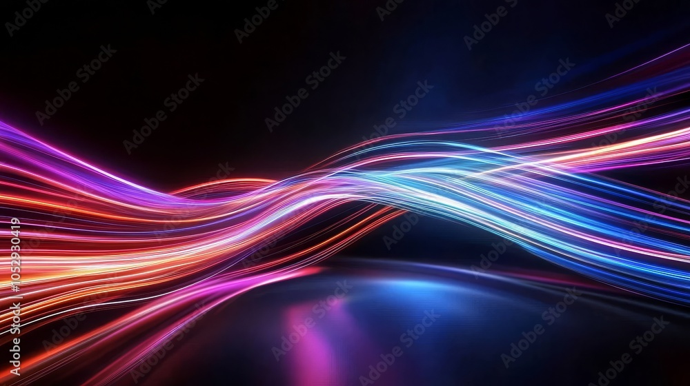 Glowing lines illustrating high-speed data transmission. Glowing lines illustrating high-speed data transmission.