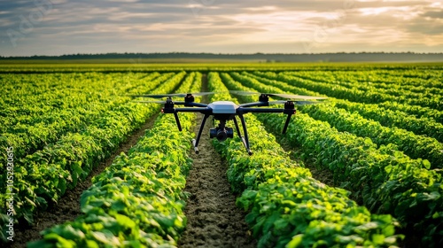 Advanced drone technology enhances crop monitoring in digital agriculture. photo