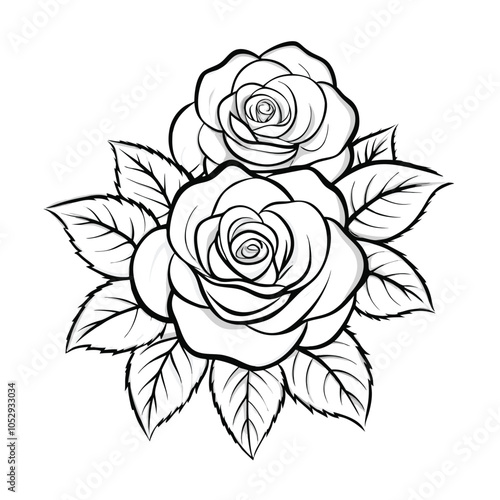 Roses vector silhouette icon with Transparent Background Clipart.