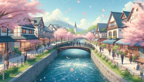 Cherry Blossom Dreams A Riverside Town in Spring