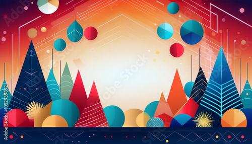 Abstract New Year background with space for text in neogeometric conceptualism style, christmas background photo