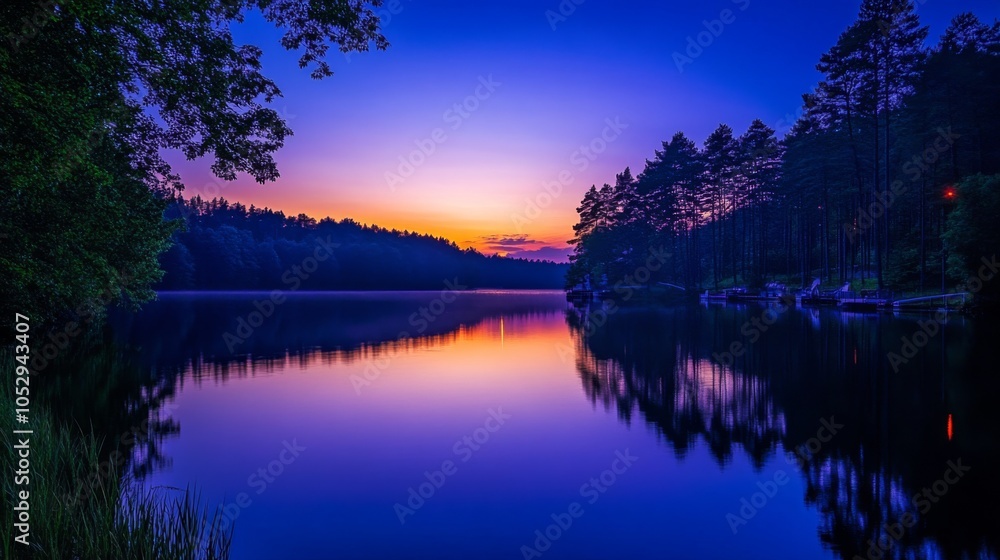 Obraz premium Serene Lake Reflection with Soft Lighting and Colors