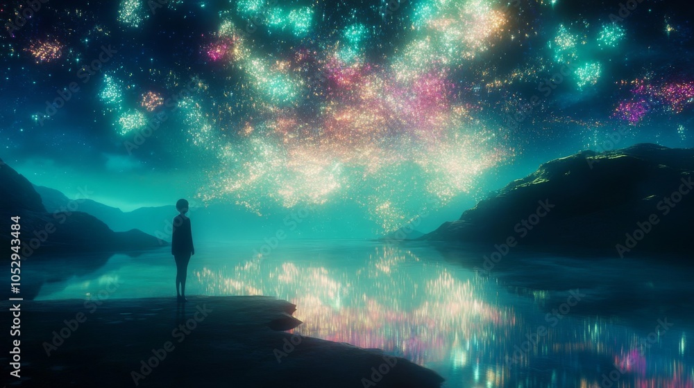 Serene Midnight Reflections on a Calm River Serene Midnight Reflections on a Calm River