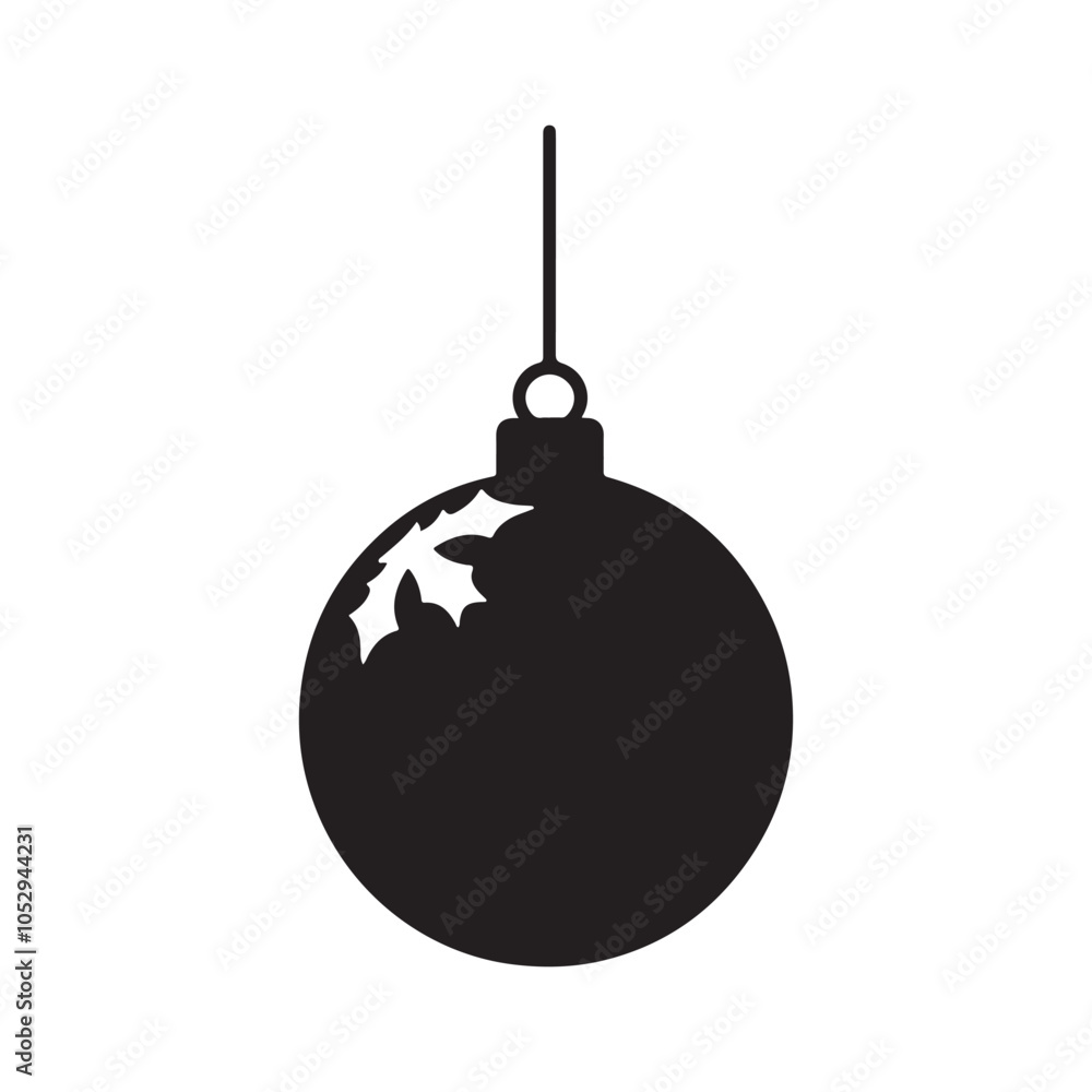 Christmas Ornament Ball Silhouette Vector on White Background. Christmas Ornament Ball Silhouette Vector on White Background.
