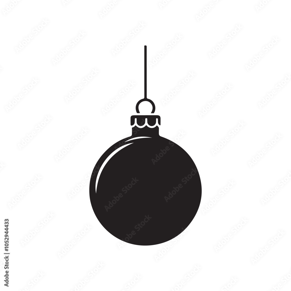 Christmas Ball Silhouette Vector - Black on White Background. Christmas Ball Silhouette Vector - Black on White Background.