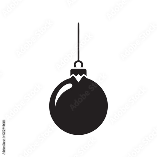 Christmas Ball Silhouette Vector - Simple Black Design.