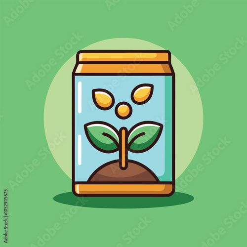 A cartoon illustration of a can with a sprout growing out of it, with the caption "Grow with us".