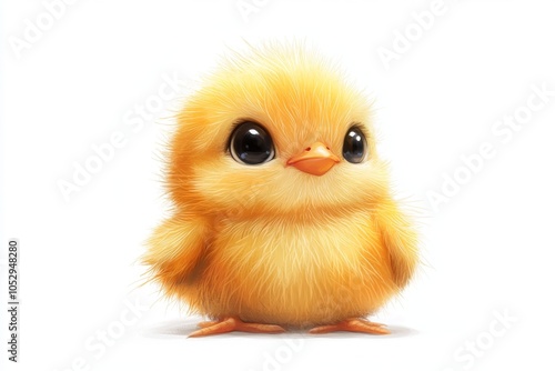 Cute Baby Chick with Big Eyes and Fluffy Feathers