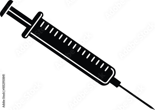 medical syringe icon vector silhouette, Vaccine or injection icon, Syringe injection