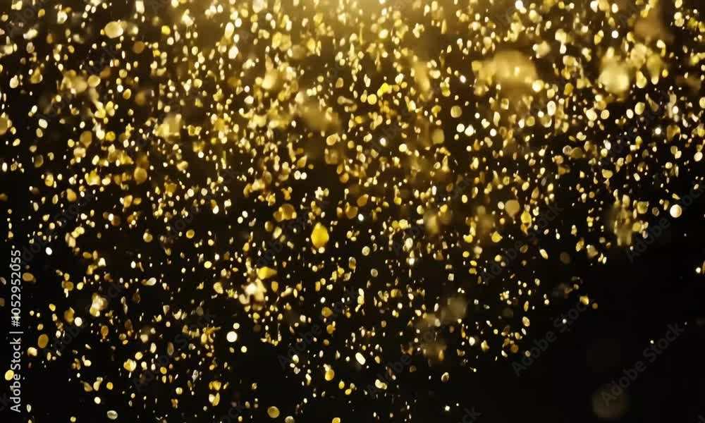 A dark background filled with shimmering golden particles creating a magical atmosphere. A dark background filled with shimmering golden particles creating a magical atmosphere.