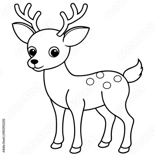 Cute deer coloring page vector art illustration coloring book design 