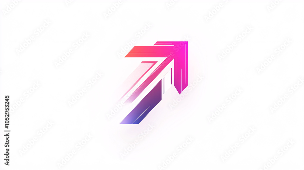 abstract gradient arrow icon in pink and blue colors on a white background abstract gradient arrow icon in pink and blue colors on a white background