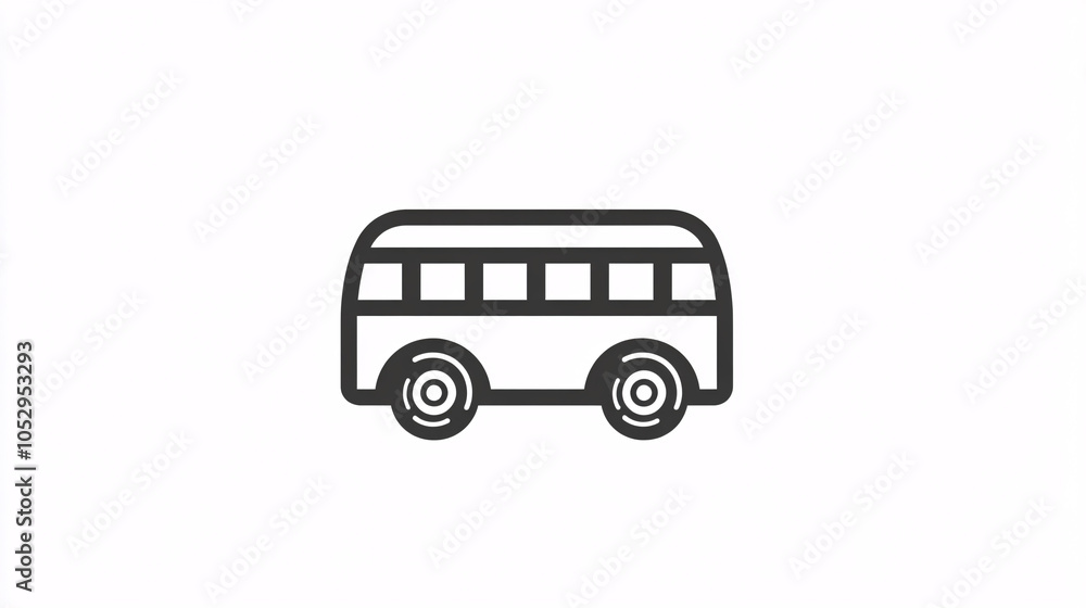 simple black and white line drawing icon of a bus simple black and white line drawing icon of a bus